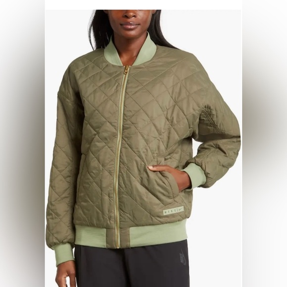 Nike Reversible Bomber Jacket Olive Green NWT - Picture 2 of 6